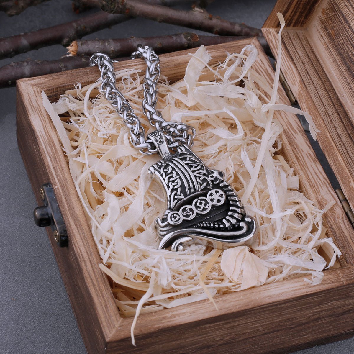 Dragon Boat Stainless Steel Viking Necklace