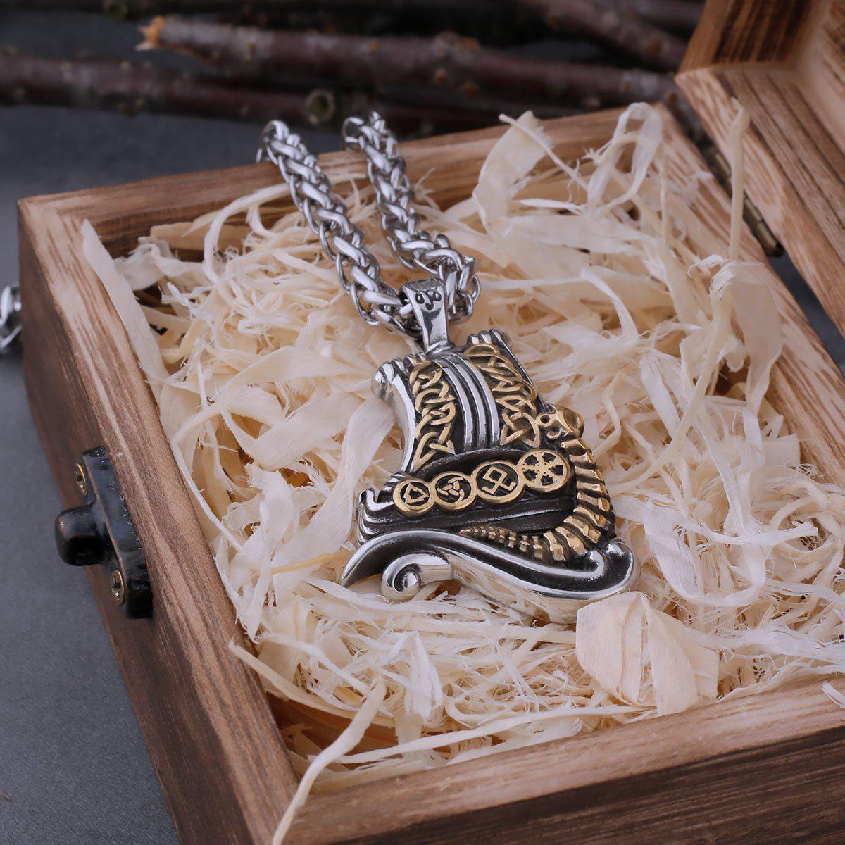 Dragon Boat Stainless Steel Viking Necklace