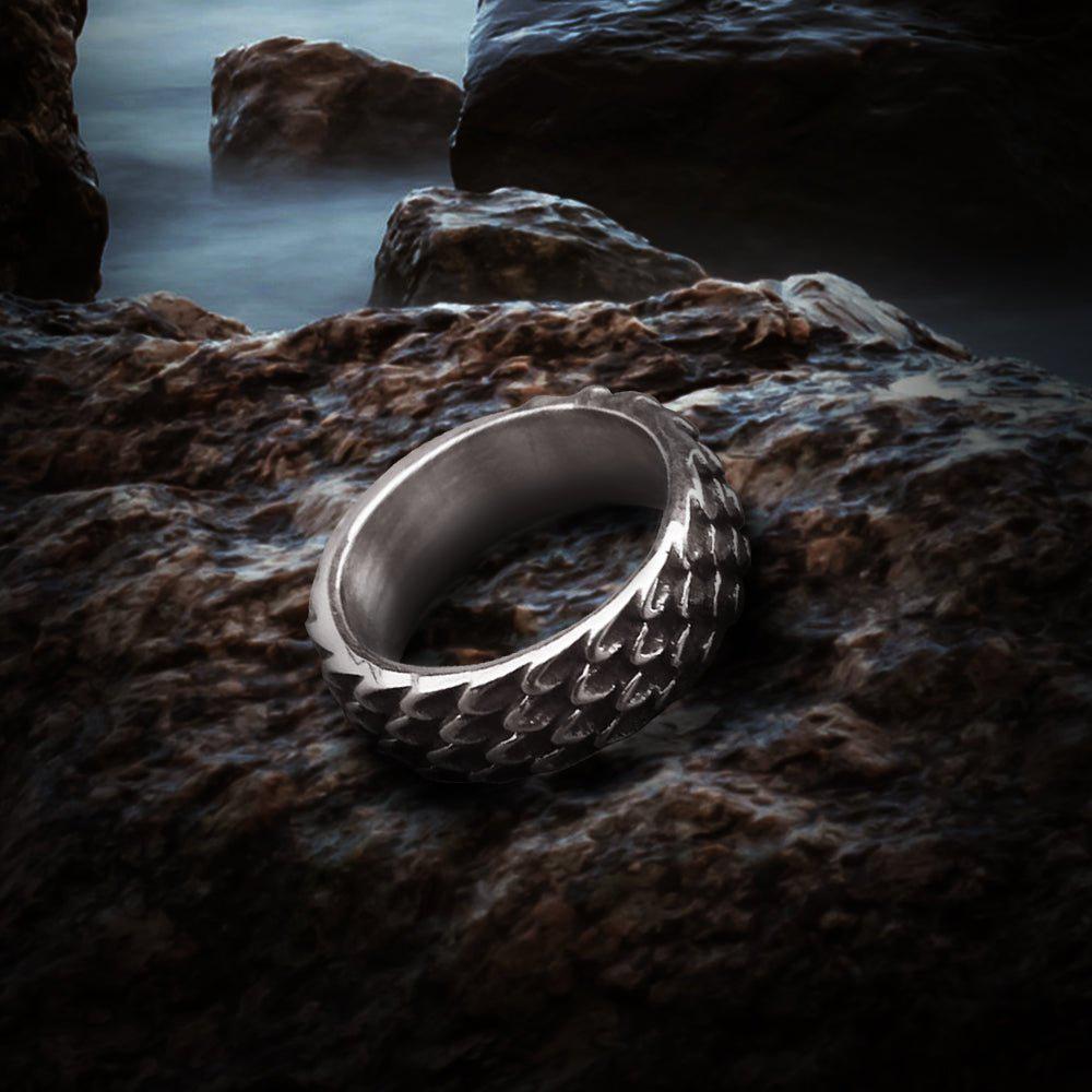 Dragon Scale Modern Steel Ring