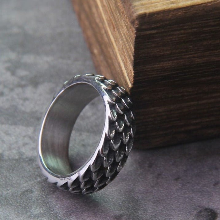 Dragon Scale Modern Steel Ring