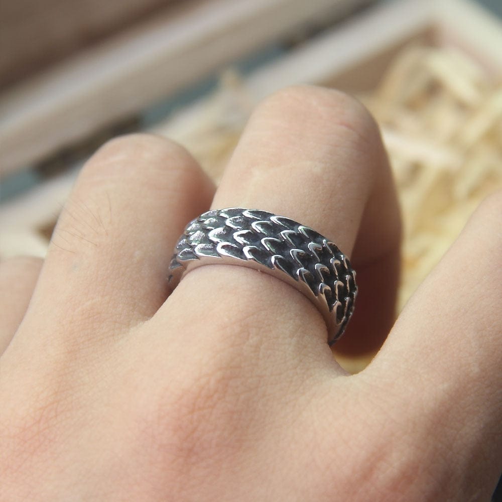 Dragon Scale Modern Steel Ring