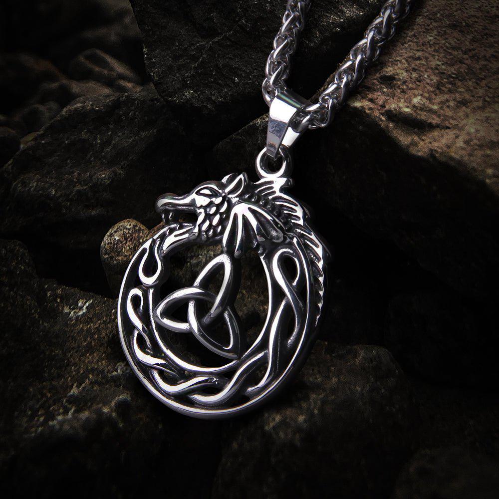 Dragon Stainless Steel Necklace with Pendant Triangle