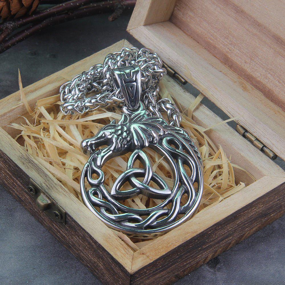 Dragon Stainless Steel Necklace with Pendant Triangle