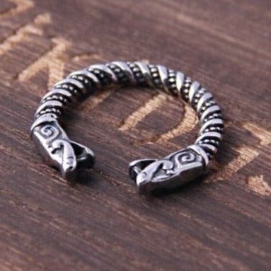 Dragon Twisted Steel Torc Ring