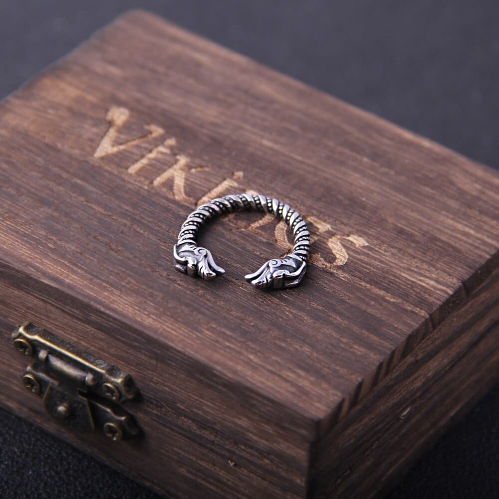 Dragon Twisted Steel Torc Ring