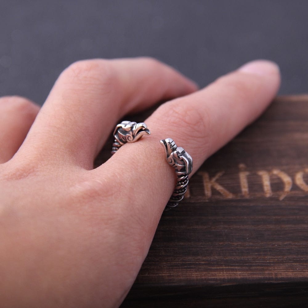 Dragon Twisted Steel Torc Ring