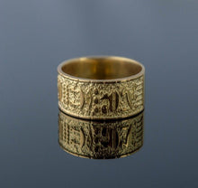 Load image into Gallery viewer, Viking-Inspired 14K Gold Egyptian Hieroglyphic Ring | Handcrafted
