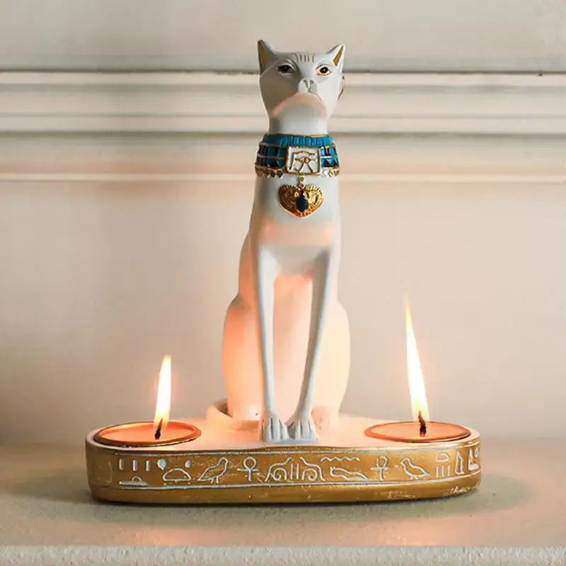 Egyptian Cat Statue Candle Holder