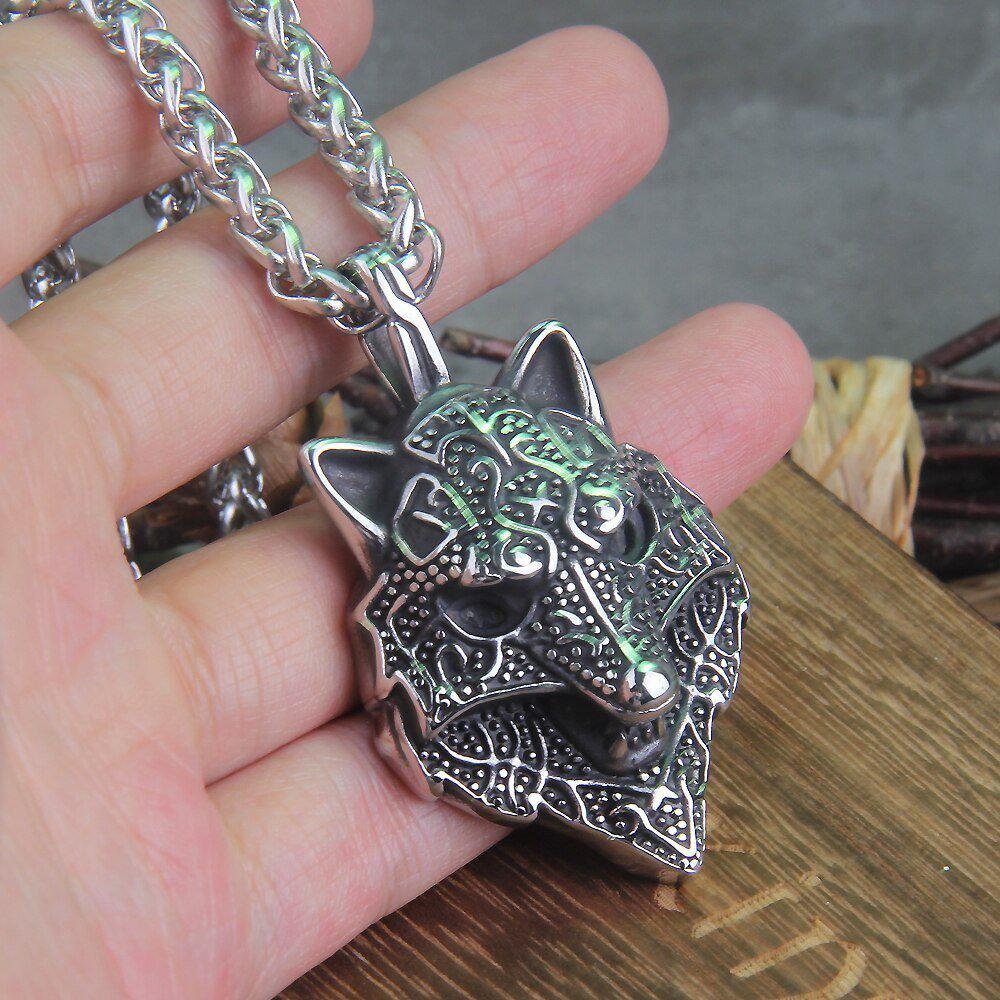 Fenrir Bust Viking Wolf Head Necklace | Handcrafted Norse Jewelry