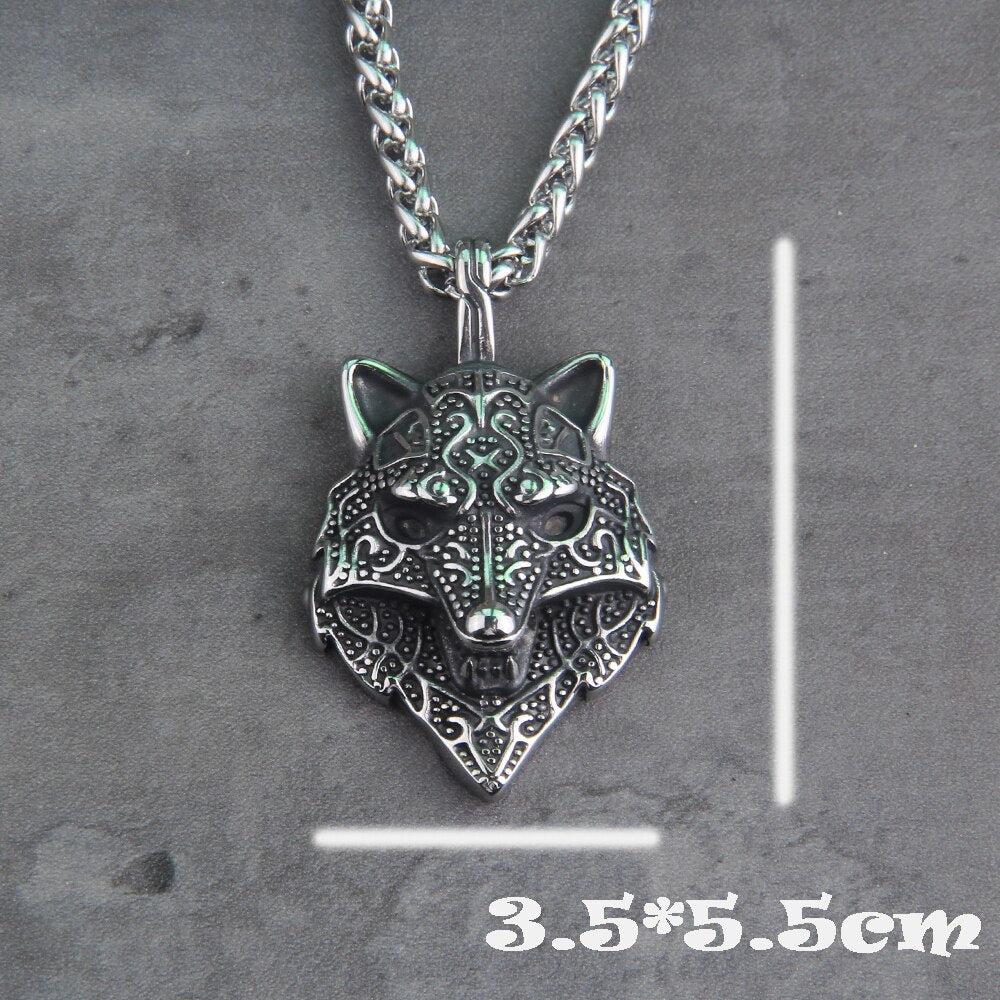 Fenrir Bust Viking Wolf Head Necklace | Handcrafted Norse Jewelry