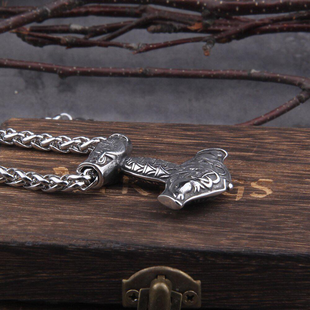 Goats of Odin Thor’s Hammer Mjolnir Pendant Necklace