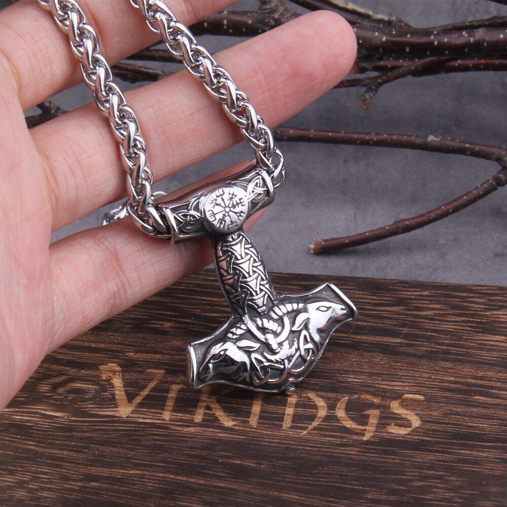 Goats of Odin Thor’s Hammer Mjolnir Pendant Necklace