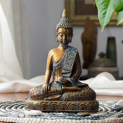 Gold & Green Buddha Statue - Green with Gold