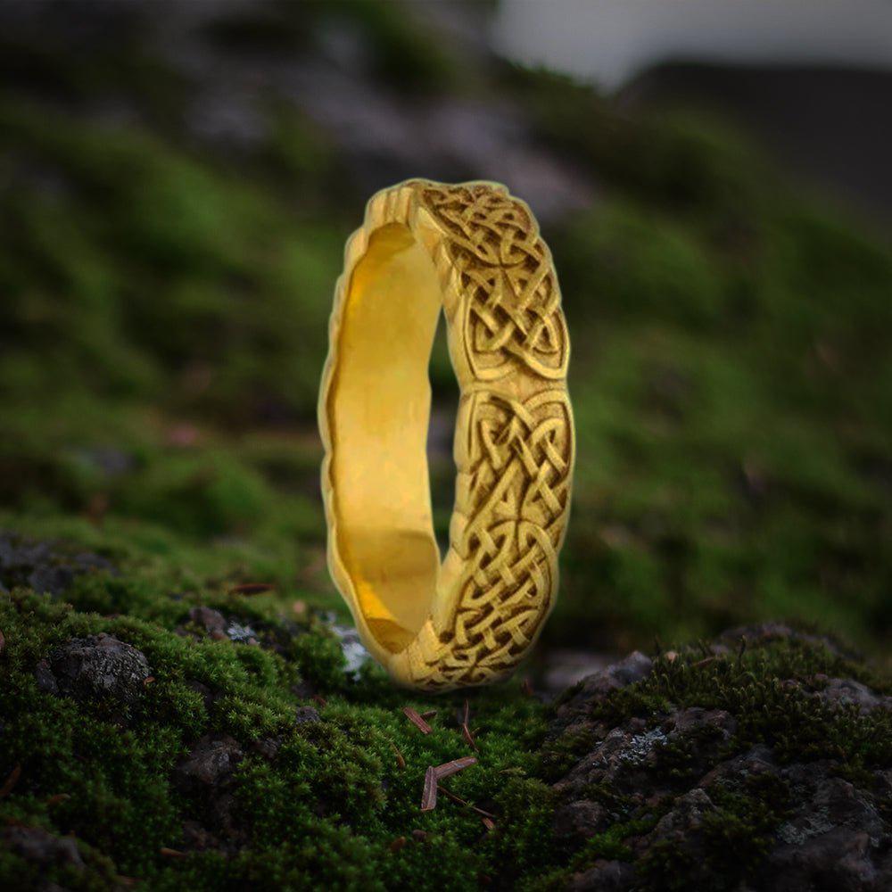 14K Gold Celtic Knotwork Ring | Handcrafted Norse Jewelry