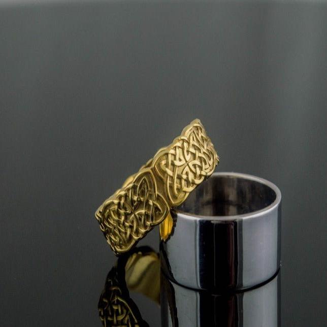 14K Gold Celtic Knotwork Ring | Handcrafted Norse Jewelry