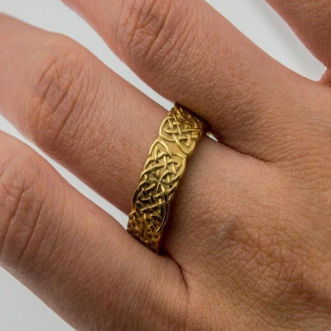 14K Gold Celtic Knotwork Ring | Handcrafted Norse Jewelry