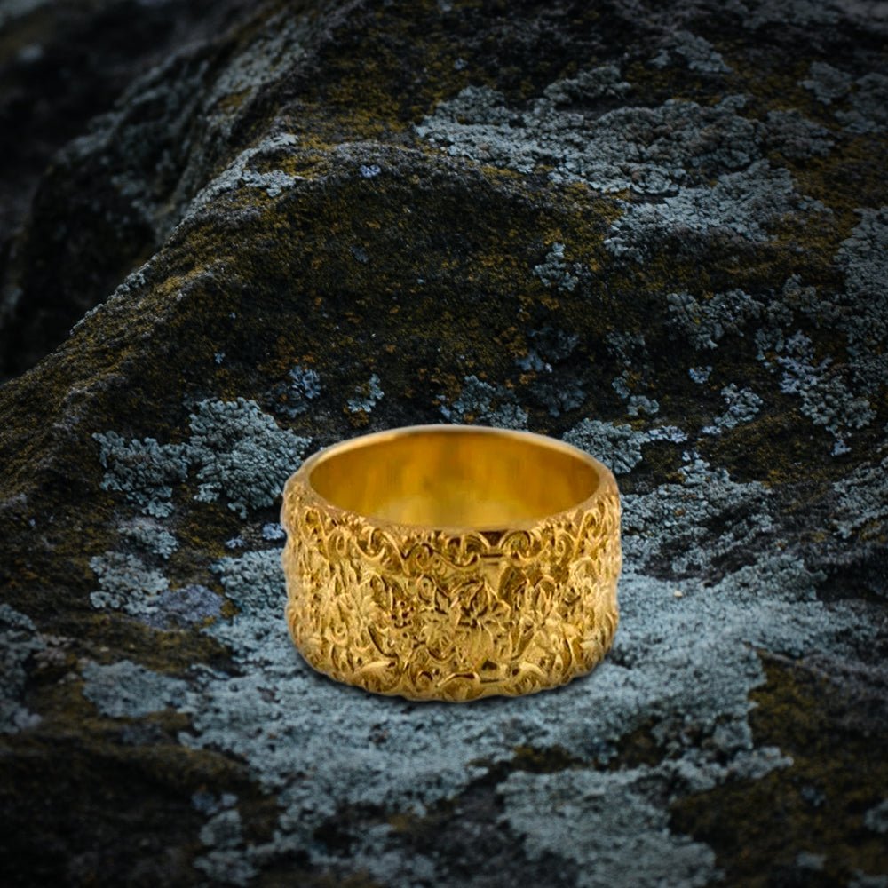 Handcrafted 14K/18K Gold Viking Ring | Norse-Inspired Flower Design