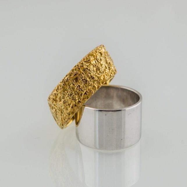 Handcrafted 14K/18K Gold Viking Ring | Norse-Inspired Flower Design