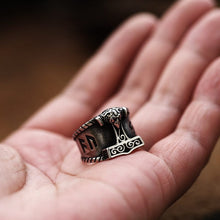 Load image into Gallery viewer, Hammer of Thor Steel Viking Ring for Men

