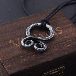 Forged Iron Antiqued Troll Cross Pendant Necklace