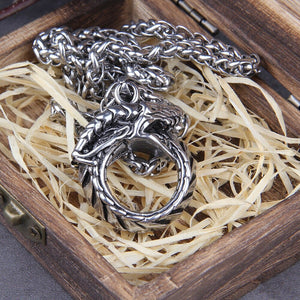 Heavy Norse Jörmungandr Ouroboros Dragon Viking Necklace