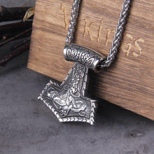Load image into Gallery viewer, Heavy Thor’s Hammer Knotwork Viking Necklace

