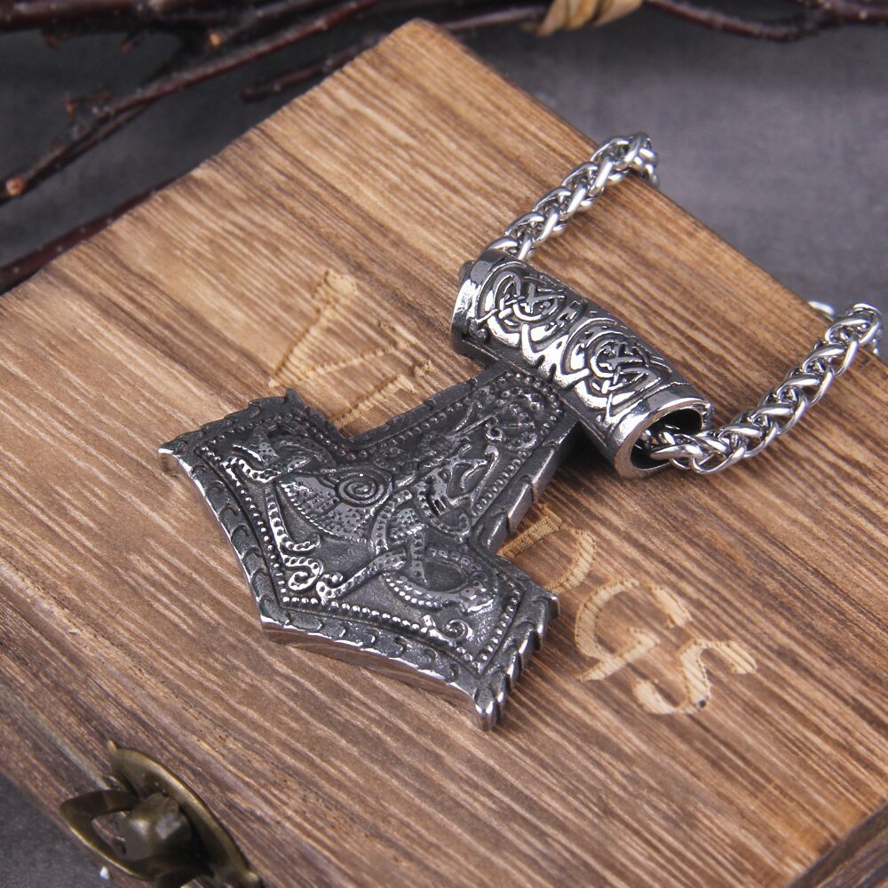 Heavy Thor’s Hammer Knotwork Viking Necklace