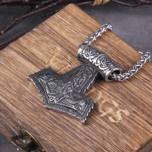 Load image into Gallery viewer, Heavy Thor’s Hammer Knotwork Viking Necklace
