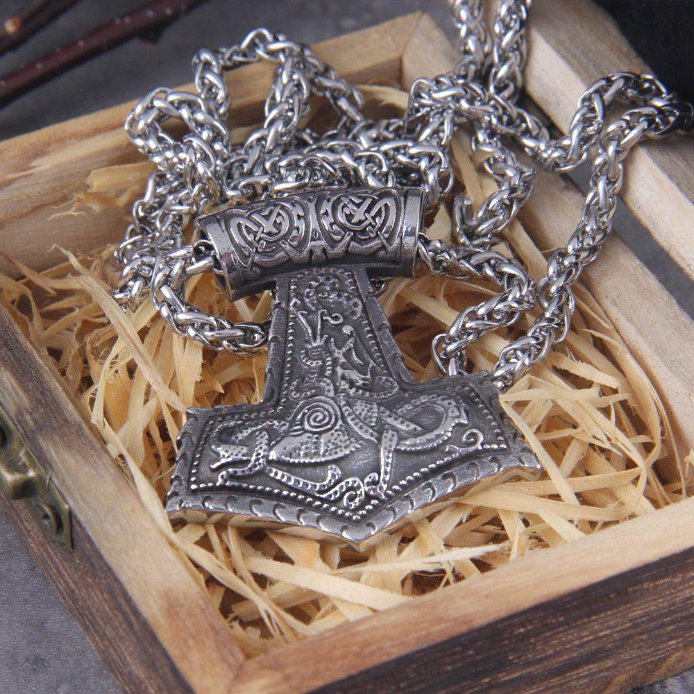 Heavy Thor’s Hammer Knotwork Viking Necklace