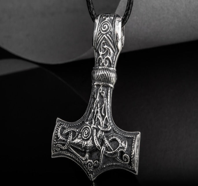 Sterling Silver Thor's Hammer Pendant | Mammen Village-Inspired Mjolnir