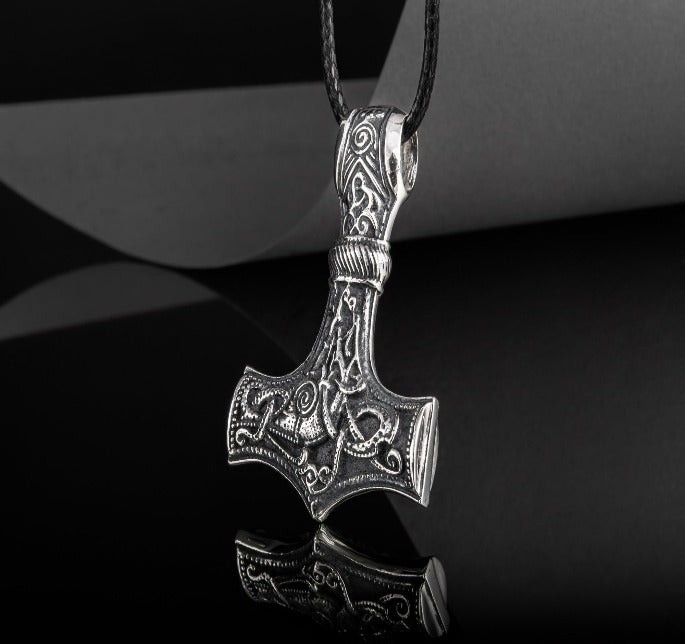 Sterling Silver Thor's Hammer Pendant | Mammen Village-Inspired Mjolnir