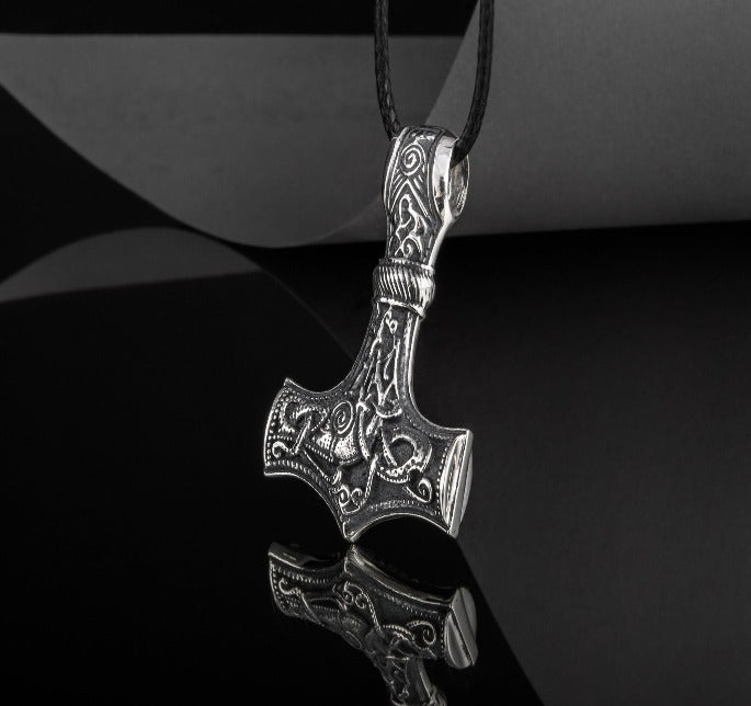 Sterling Silver Thor's Hammer Pendant | Mammen Village-Inspired Mjolnir