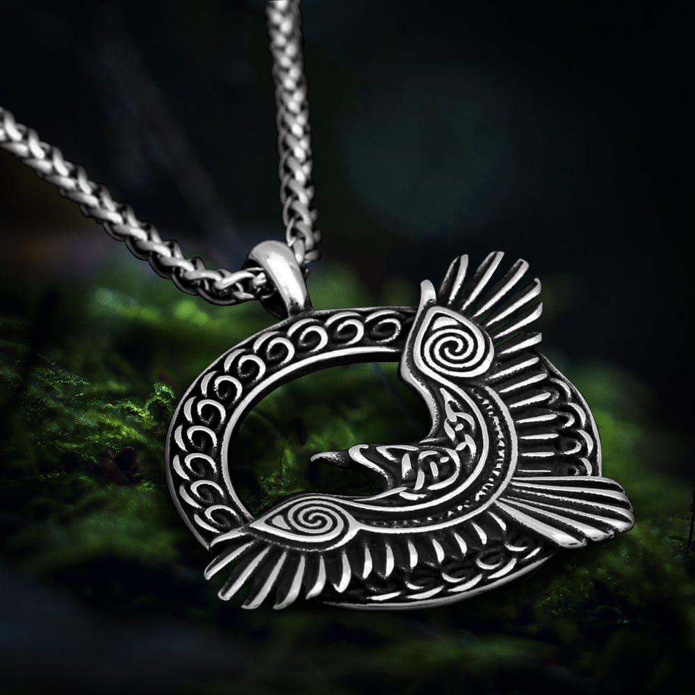 Huginn and Muninn Viking Raven Amulet Necklace