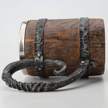 Load image into Gallery viewer, Feasting Wood and Iron Modern Viking Tankard Viking Decor
