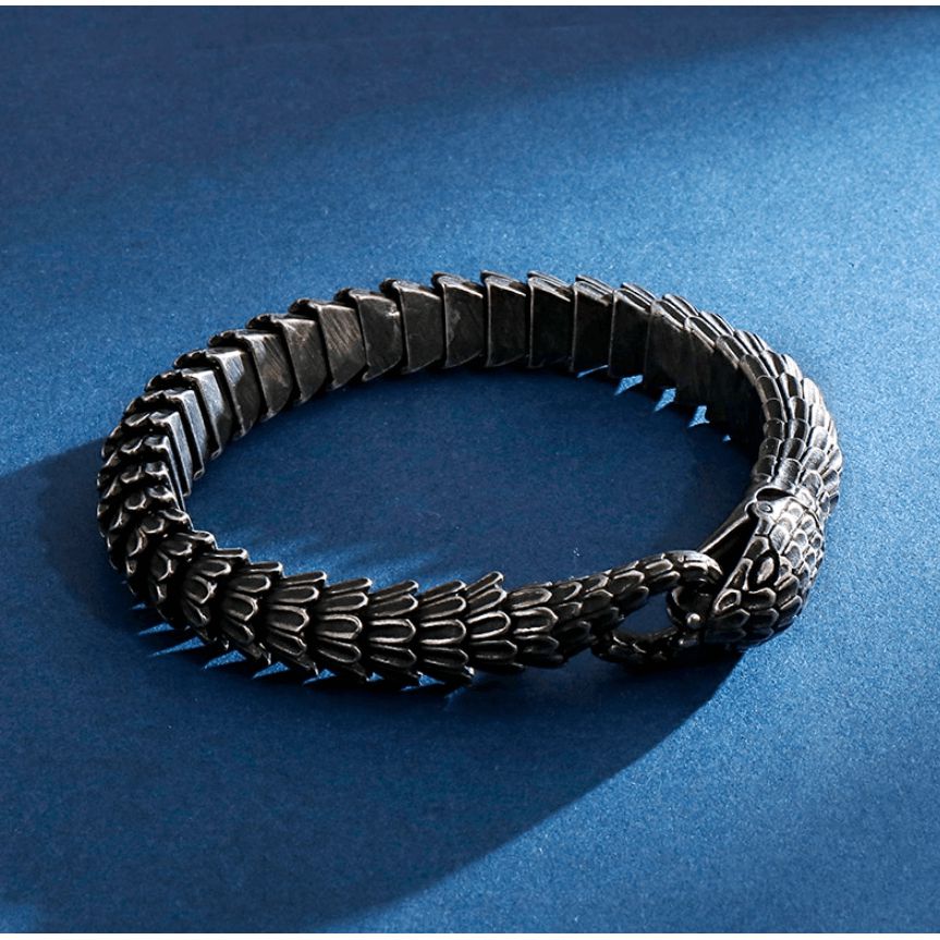 Jormungandr World-Serpent Segmented Steel Nordic Bracelet