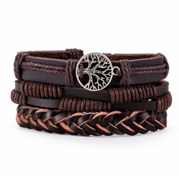 Leather Multi-Layer Yggdrasil Bracelet