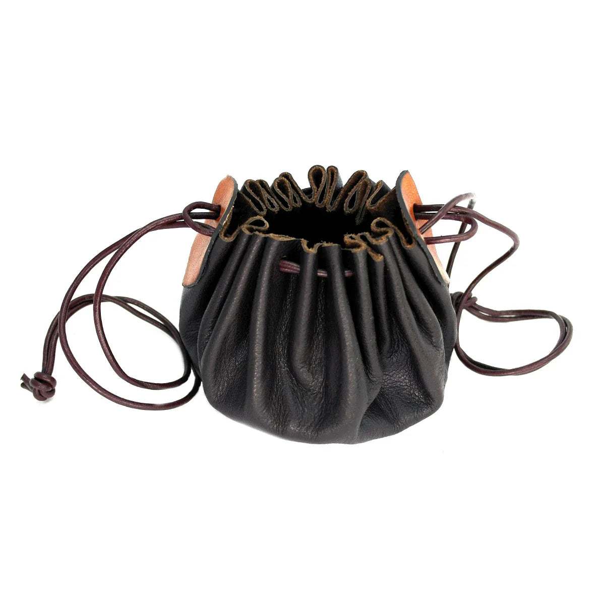 Authentic Brown Leather Viking Pouch | Drawstring Closure