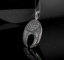Load image into Gallery viewer, Lunula Pendant Sterling Silver Female Necklace with Raven Symbol
