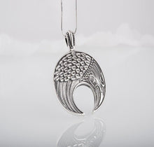 Load image into Gallery viewer, Lunula Pendant Sterling Silver Female Necklace with Raven Symbol
