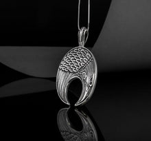 Load image into Gallery viewer, Lunula Pendant Sterling Silver Female Necklace with Raven Symbol

