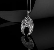 Load image into Gallery viewer, Lunula Pendant Sterling Silver Female Necklace with Raven Symbol
