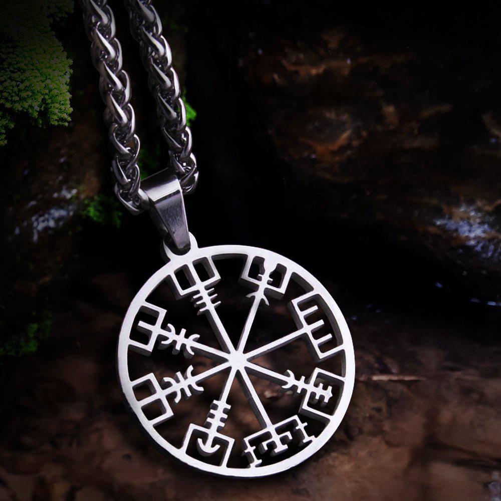 Minimalist Norse Compass Vegvisir Pendant Necklace