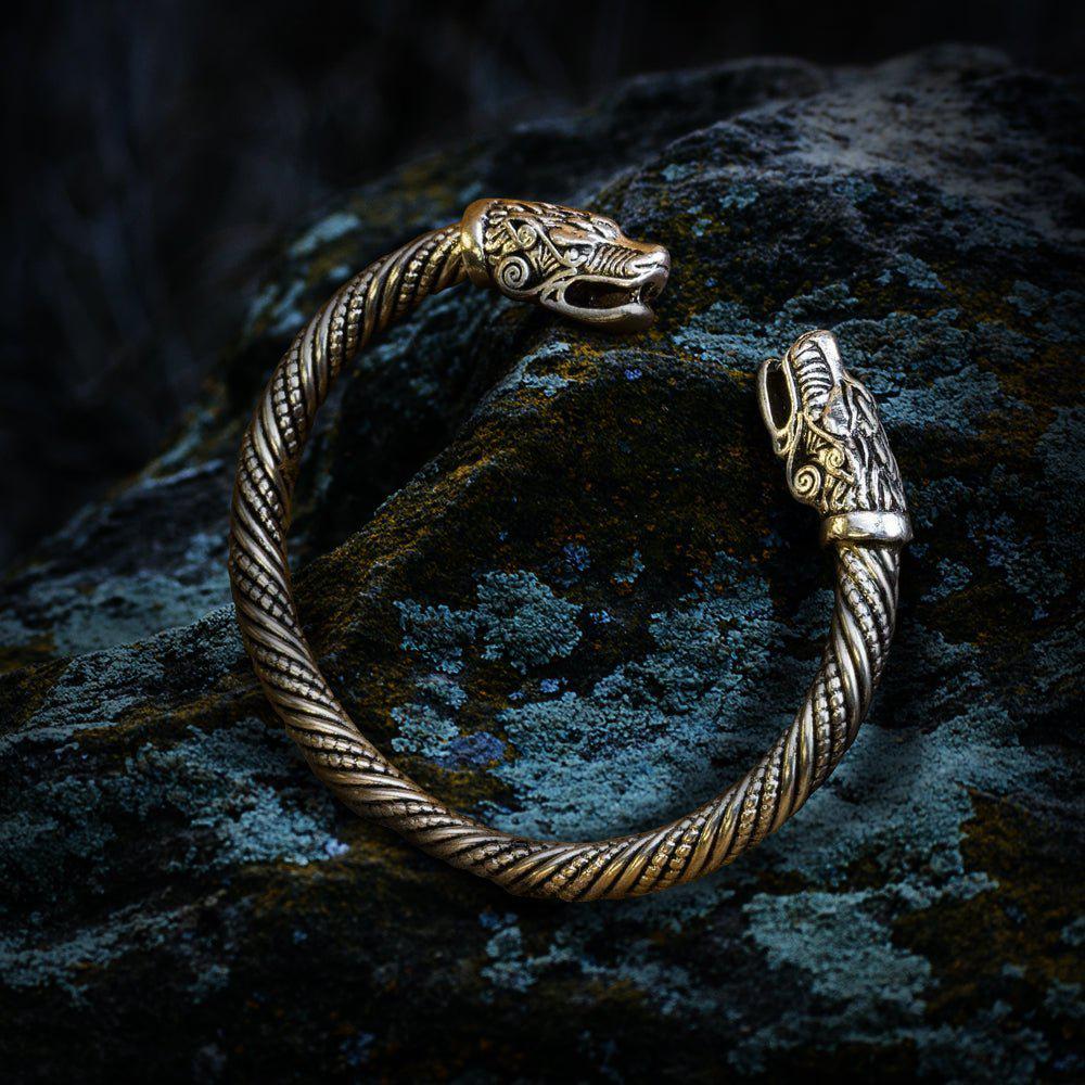 Nordic Bear Twisted Steel Torc Bracelet