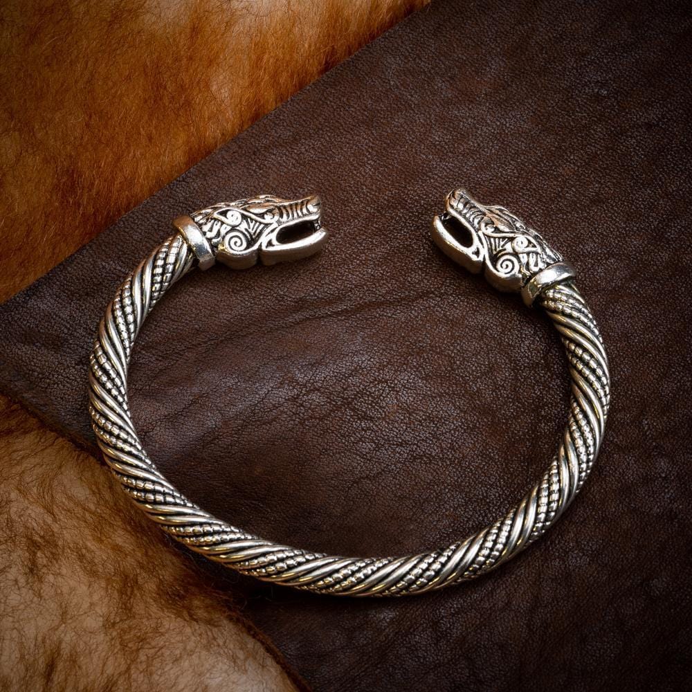 Nordic Bear Twisted Steel Torc Bracelet