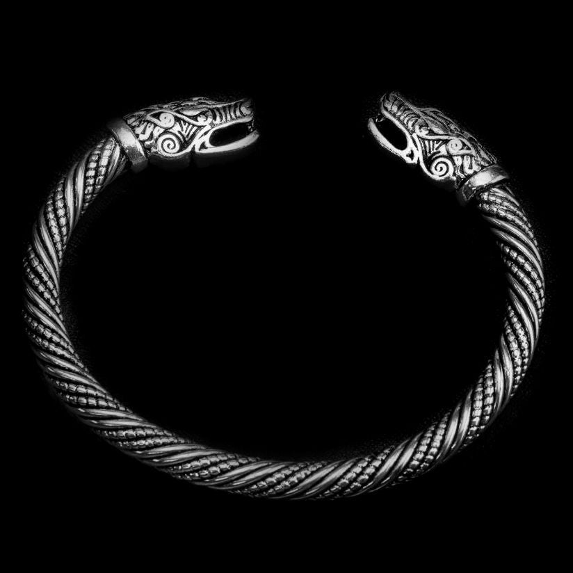 Nordic Bear Twisted Steel Torc Bracelet