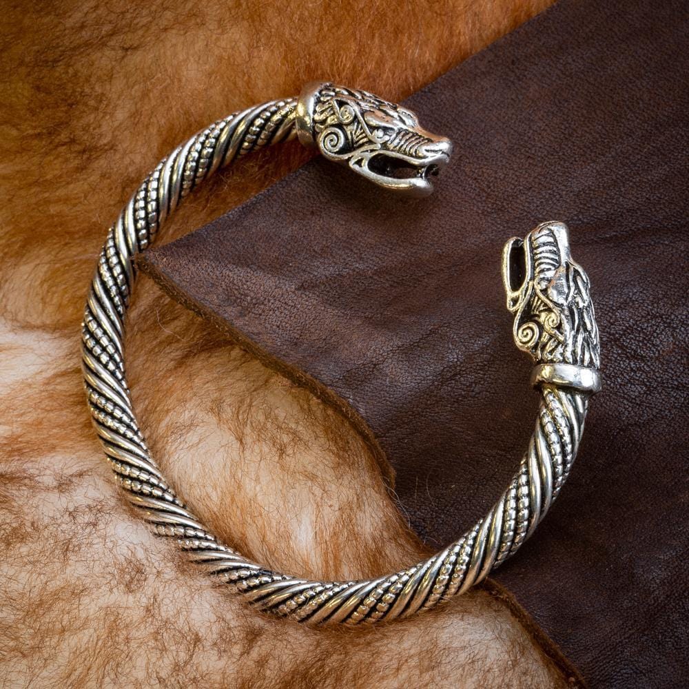 Nordic Bear Twisted Steel Torc Bracelet