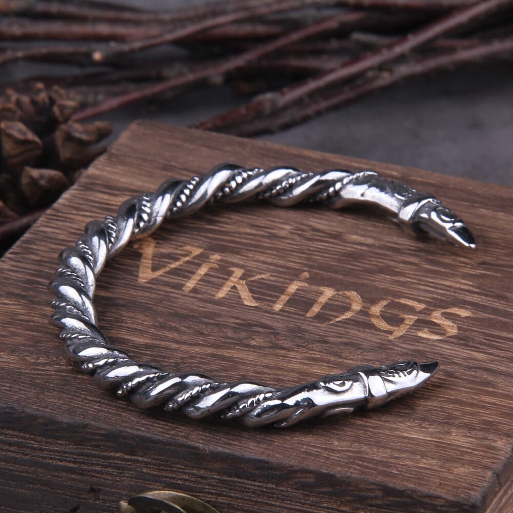 Nordic Viking Raven Arm Ring Torc Bracelet