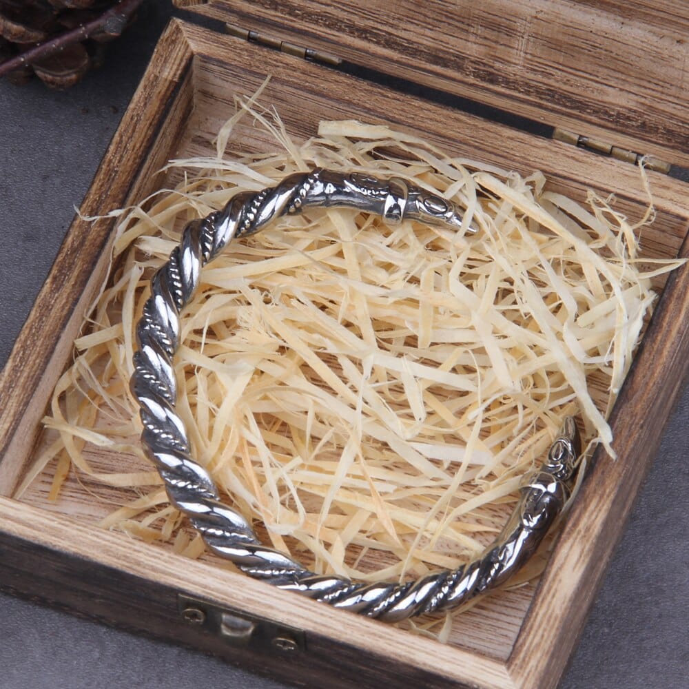 Nordic Viking Raven Arm Ring Torc Bracelet