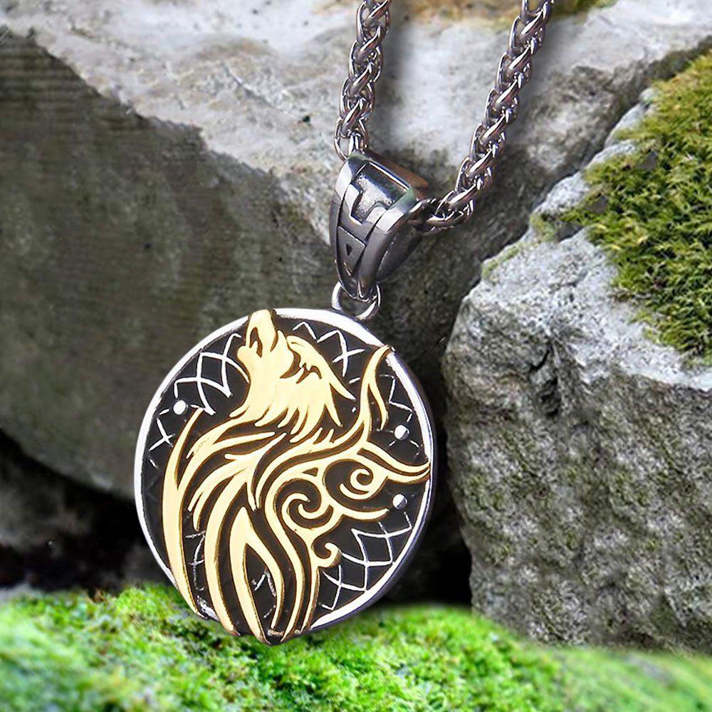 Stainless Steel Viking Wolf Necklace | Handcrafted Norse Jewelry