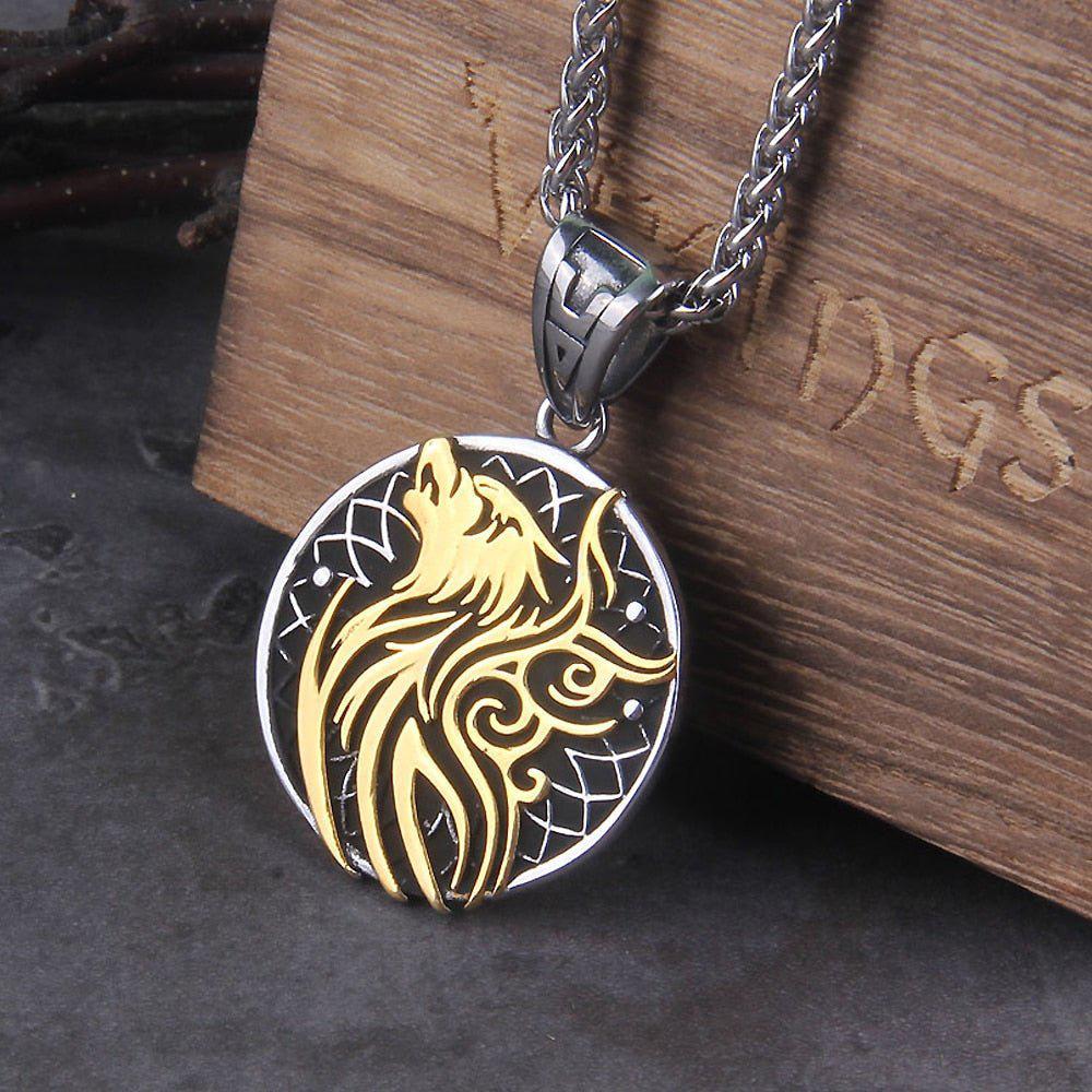 Stainless Steel Viking Wolf Necklace | Handcrafted Norse Jewelry